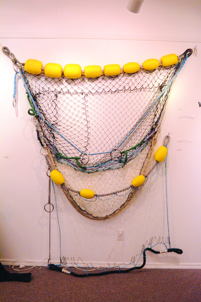 A model seine net shows prototype techniques used by Bulletproof Nets in the “Work=Art” show.