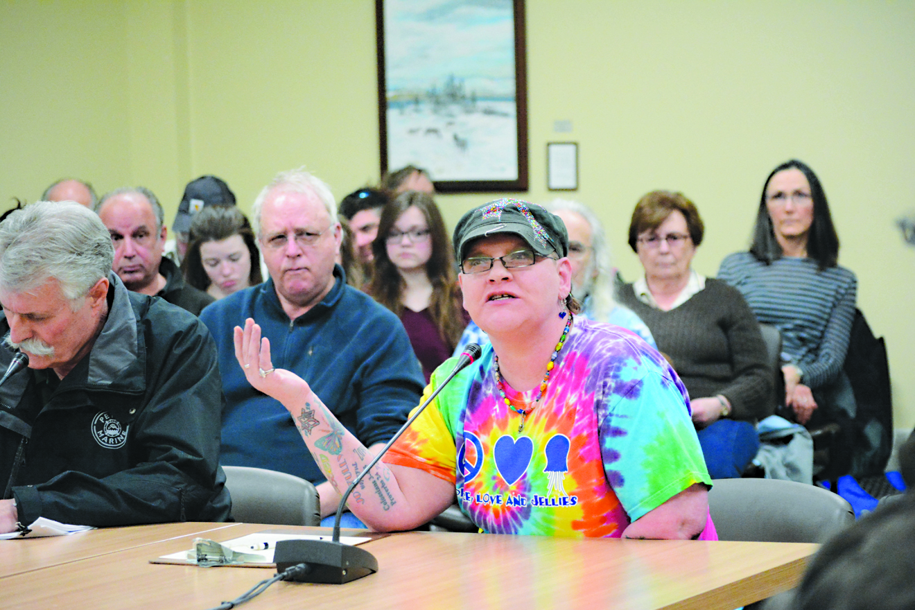 Jordan Michelle speaks against a ban on commercial cannabis in the city of Homer at the Homer City Council meeting on Monday.-Photo by Michael Armstrong, Homer News