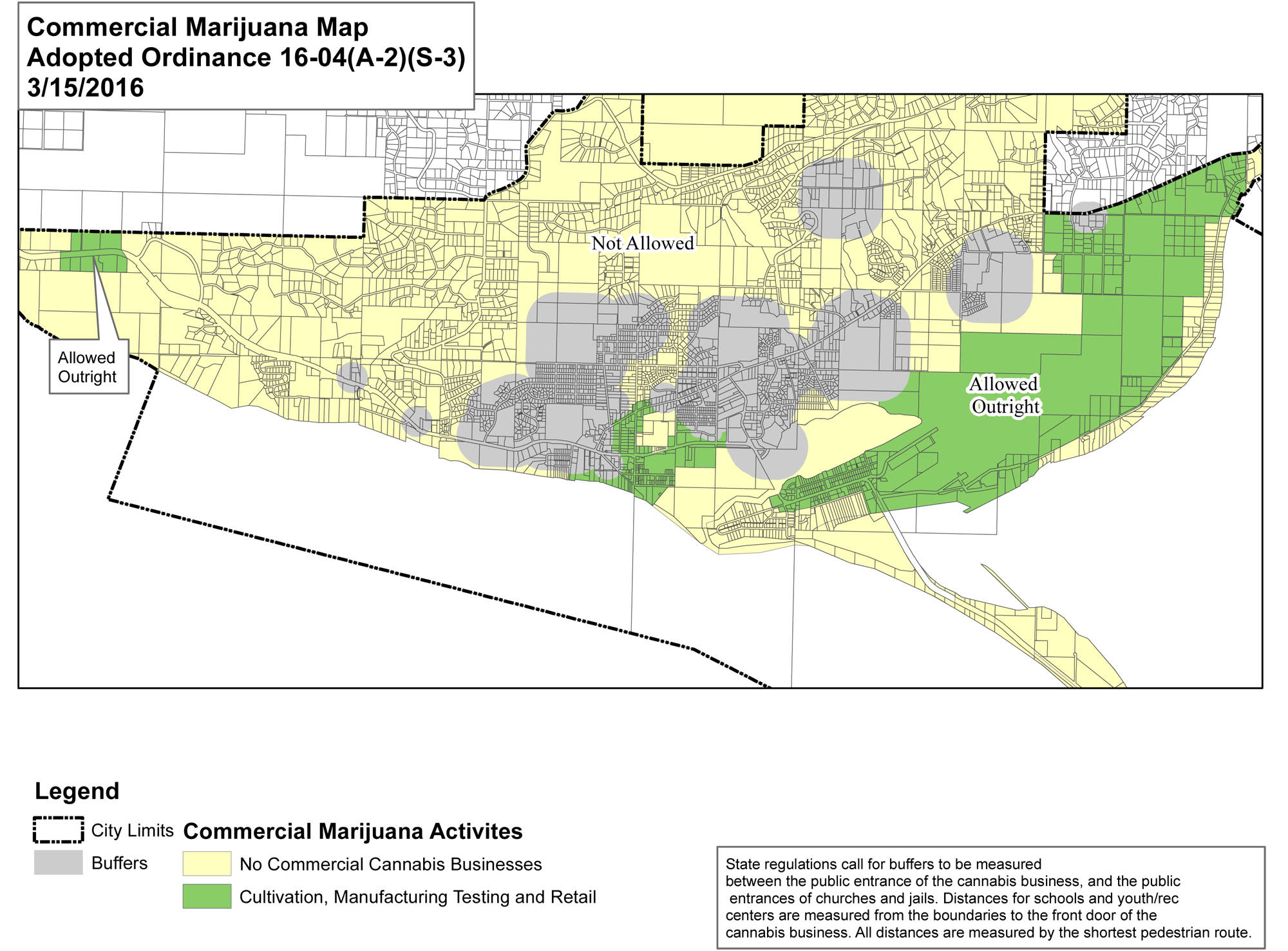 This map from the City of Homer website shows the areas in town where commercial marijuana is allowed, and not allowed. The Cannabis Advisory Commission is recommending to the City Council that the Homer Spit be opened up to commercial marijuana. (Map from City of Homer)