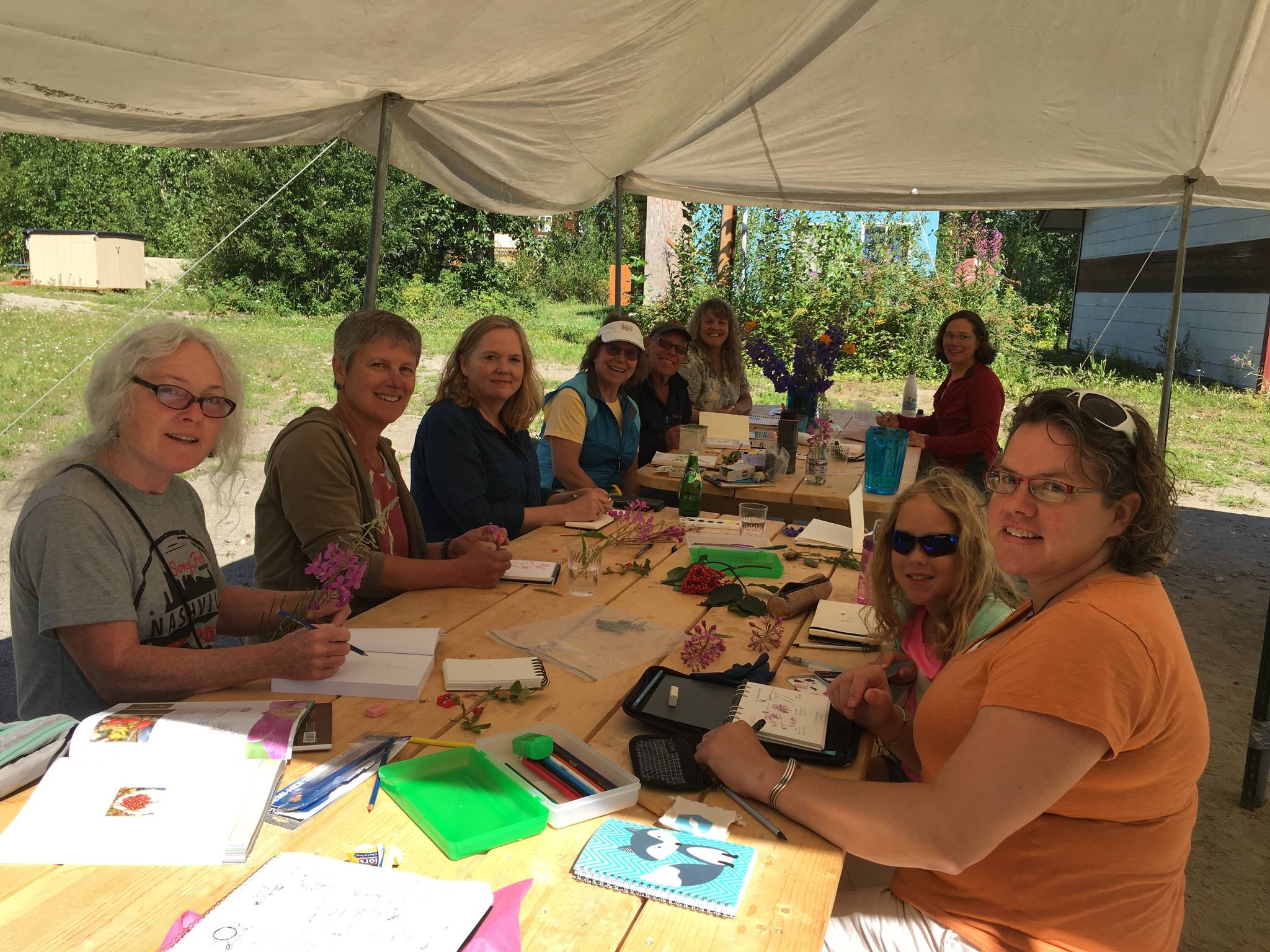 Students at the Homer Folk School take a nature journaling class. (Photo provided)