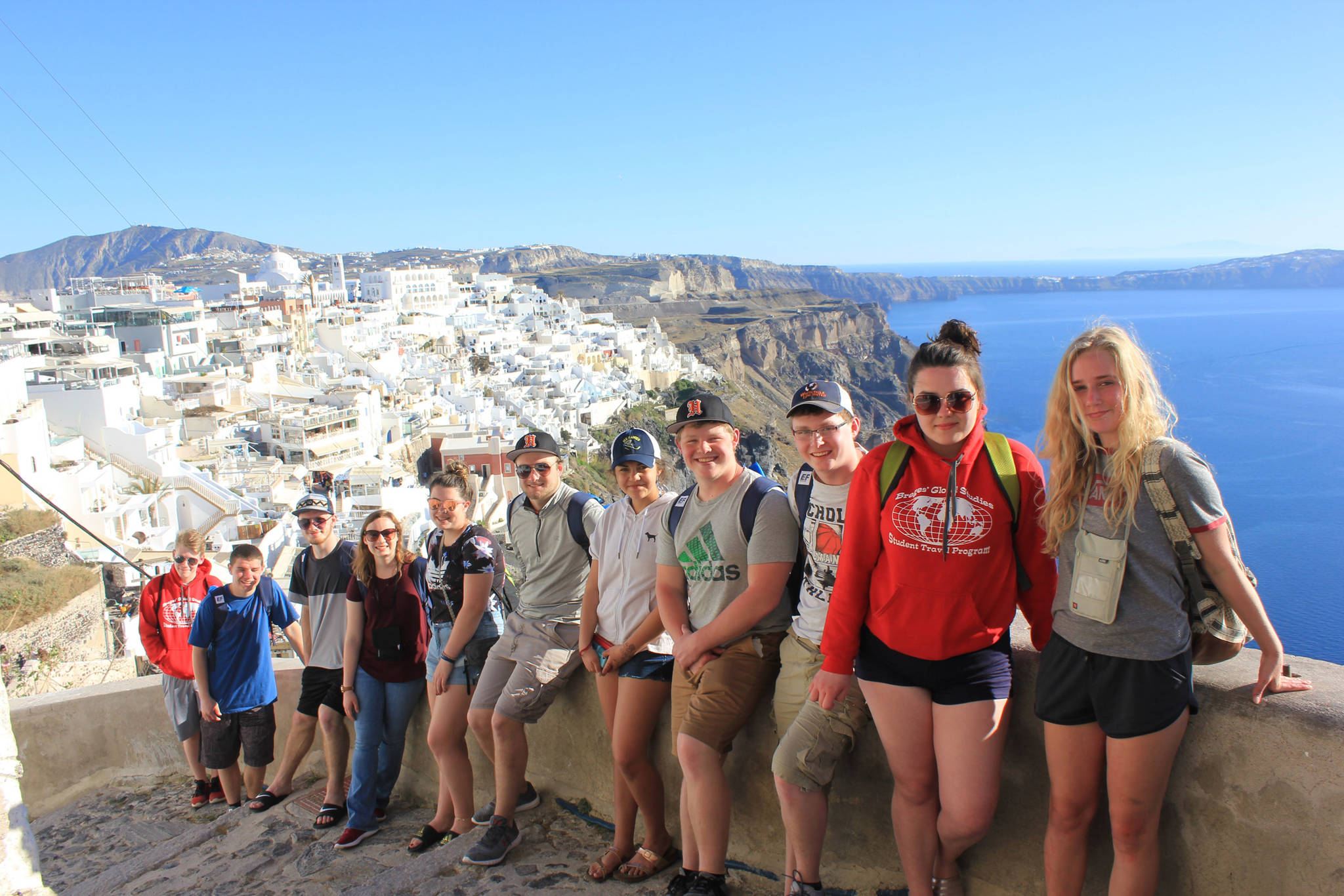 Students from Michigan and Homer pause for a photo during their recent trip to Greece in April. (Photo provided)