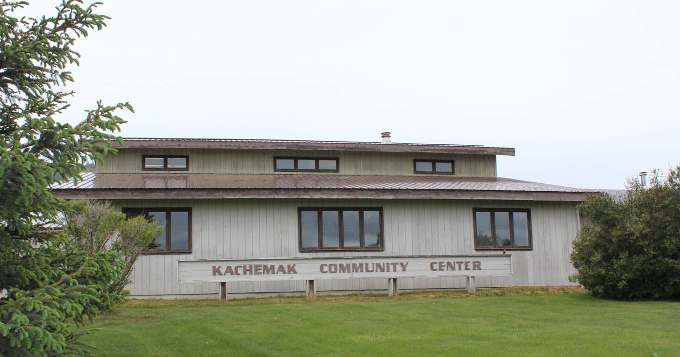 The two-story Kachemak Community Center, at the corner of East End Road and Bear Creek Drive, includes offices for Kachemak City’s part-time staff — a mayor and city clerk — and meeting rooms, as well as storage space for firefighting equipment. An outdoor recreation area includes tennis courts.-Photo by McKibben Jackinsky, Homer News