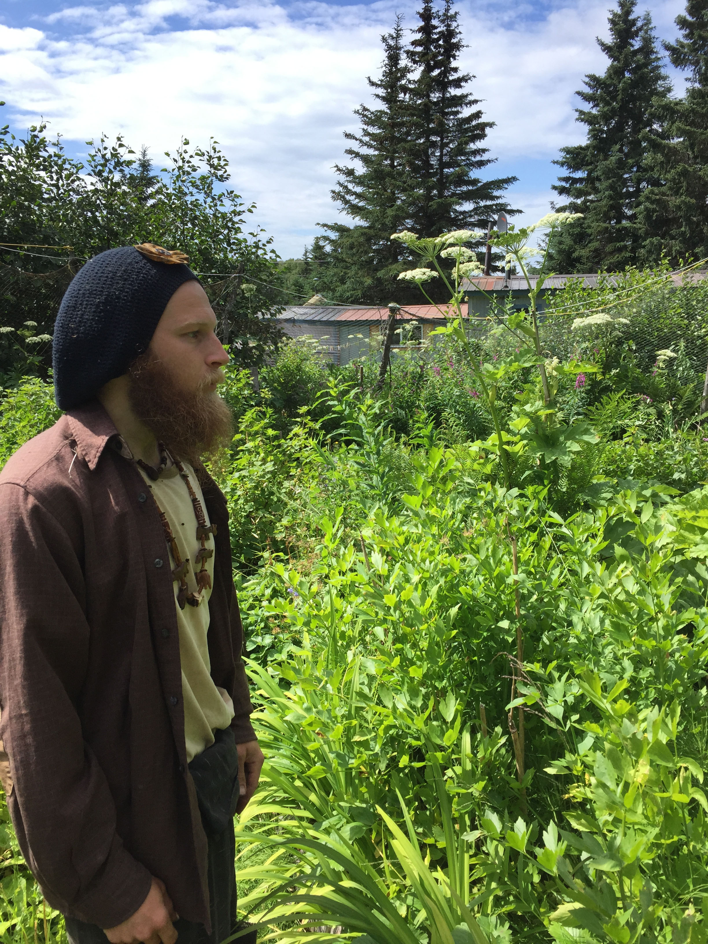 Shawn Jackinsky looks out over his garden. -Photo by Aryn Young