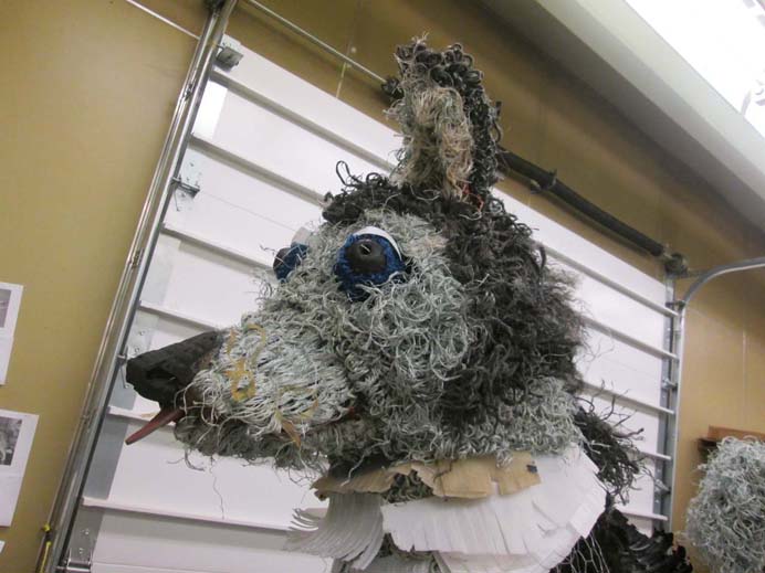 Homer Middle School students are using marine debris to create a sculpture of their school’s mascot.-Sarah Richardson