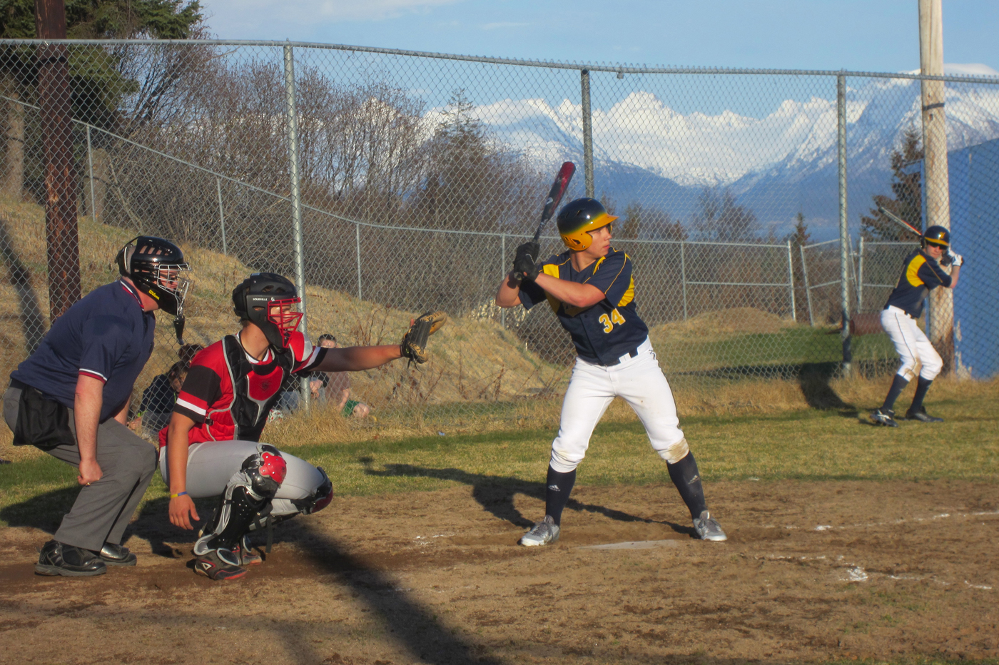 Mariner Michael Swobada takes his turn at bat during a home game against Kenai Central High School on Tuesday.-Photo by Wendy Wayne