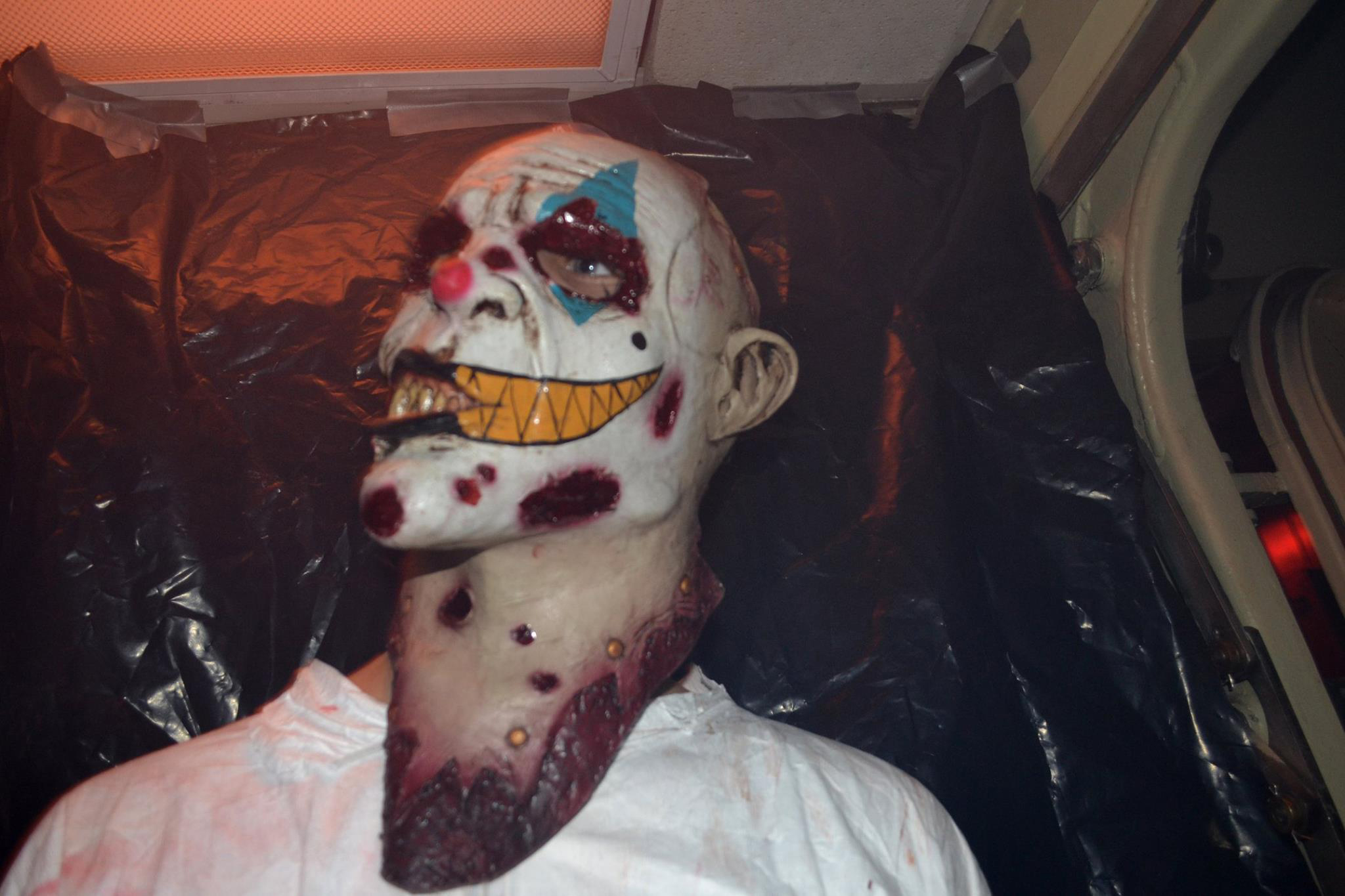 MK1 Corey Thomas  poses in a creepy clown mask on the Haunted Hickory last year.