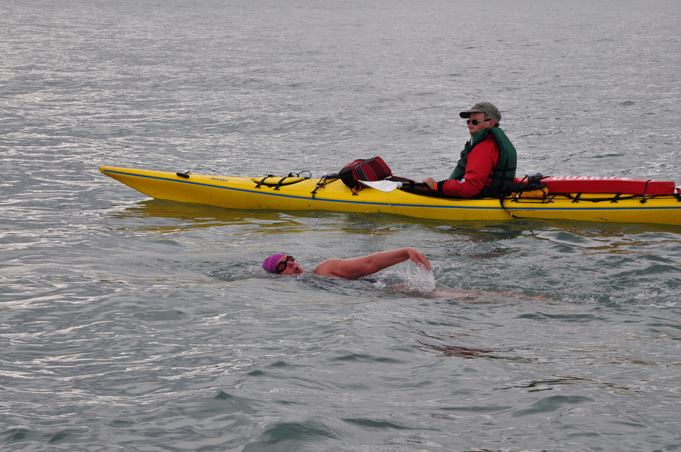 Claudia Rose swims across Kachemak Bay last Friday