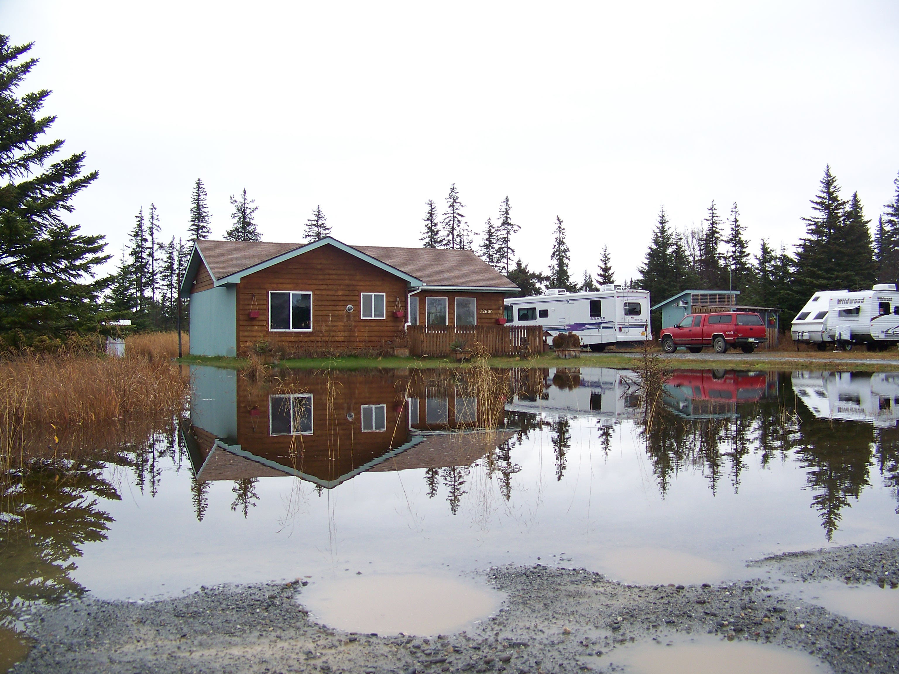 Recent rains have caused flooding around the Anchor Point home of Courney Goesch. -Photo by McKibben Jackinsky; Homer News