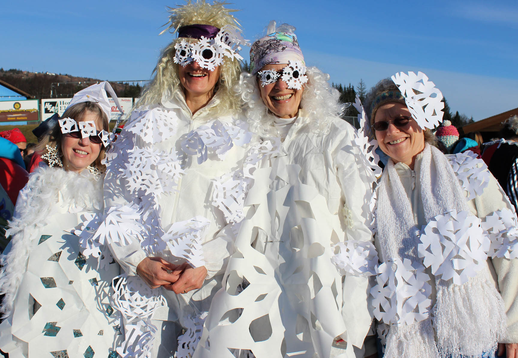 At Sunday’s Ski For Women benefiting Haven House, Barb Veeck, Lynn Temple, Judy Gonsalves and Lyn Maslow represented winter.