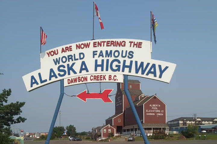 The sign announcing the start of the Alaska Highway in Dawson’s Creek, British Columbia. Taken in August of 2018. (Photo by Brian Mazurek/Peninsula Clarion)