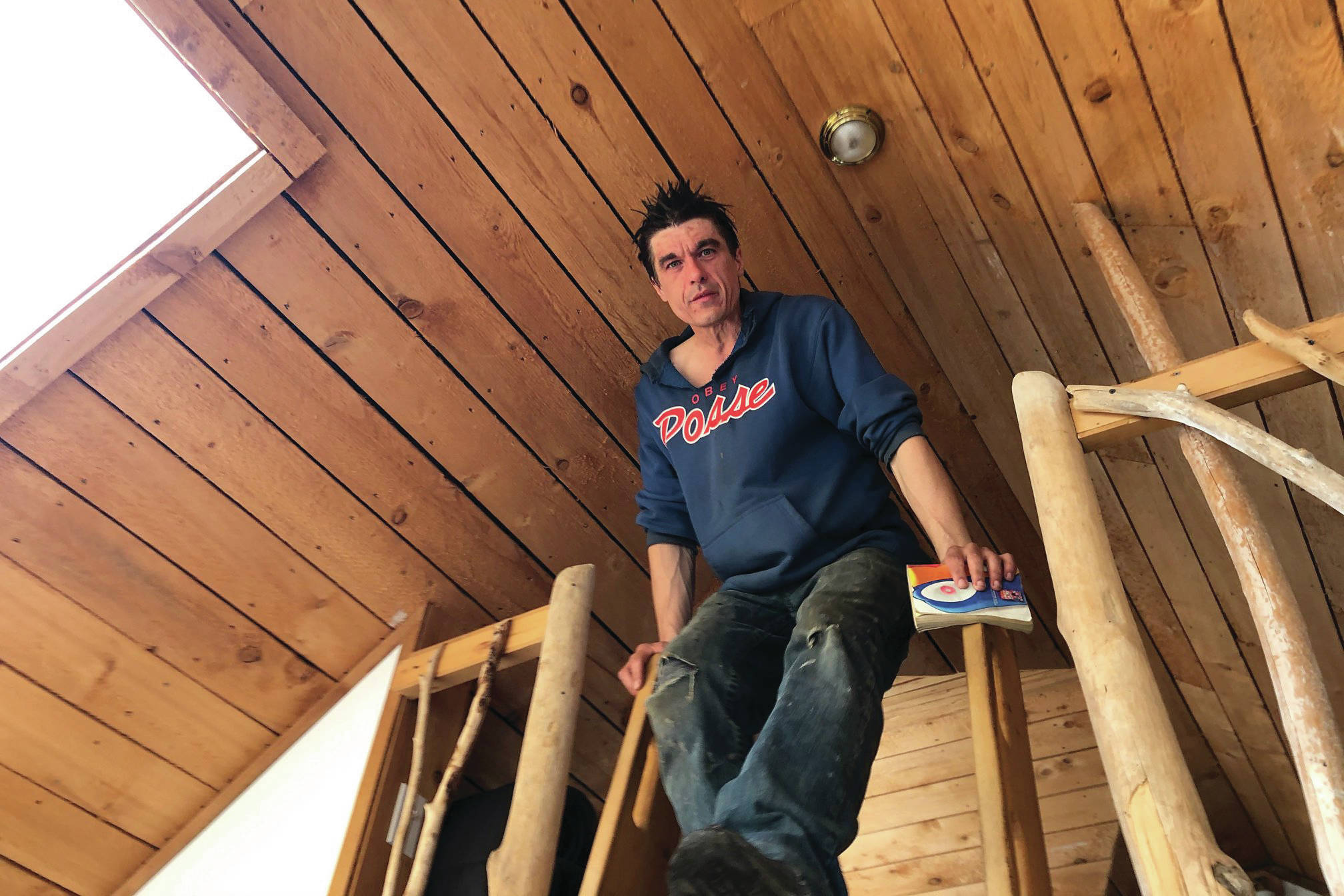 An image taken by one of the owners of a Kachemak Bay beach cabin shows a man alleged to have broken into the cabin when he was discovered in the cabin on April 25, 2020, near Homer, Alaska. Homer Police posted the photo on social media and he was identified as Troy D. Holzheimer. (Photo courtesy of Homer Police Department)