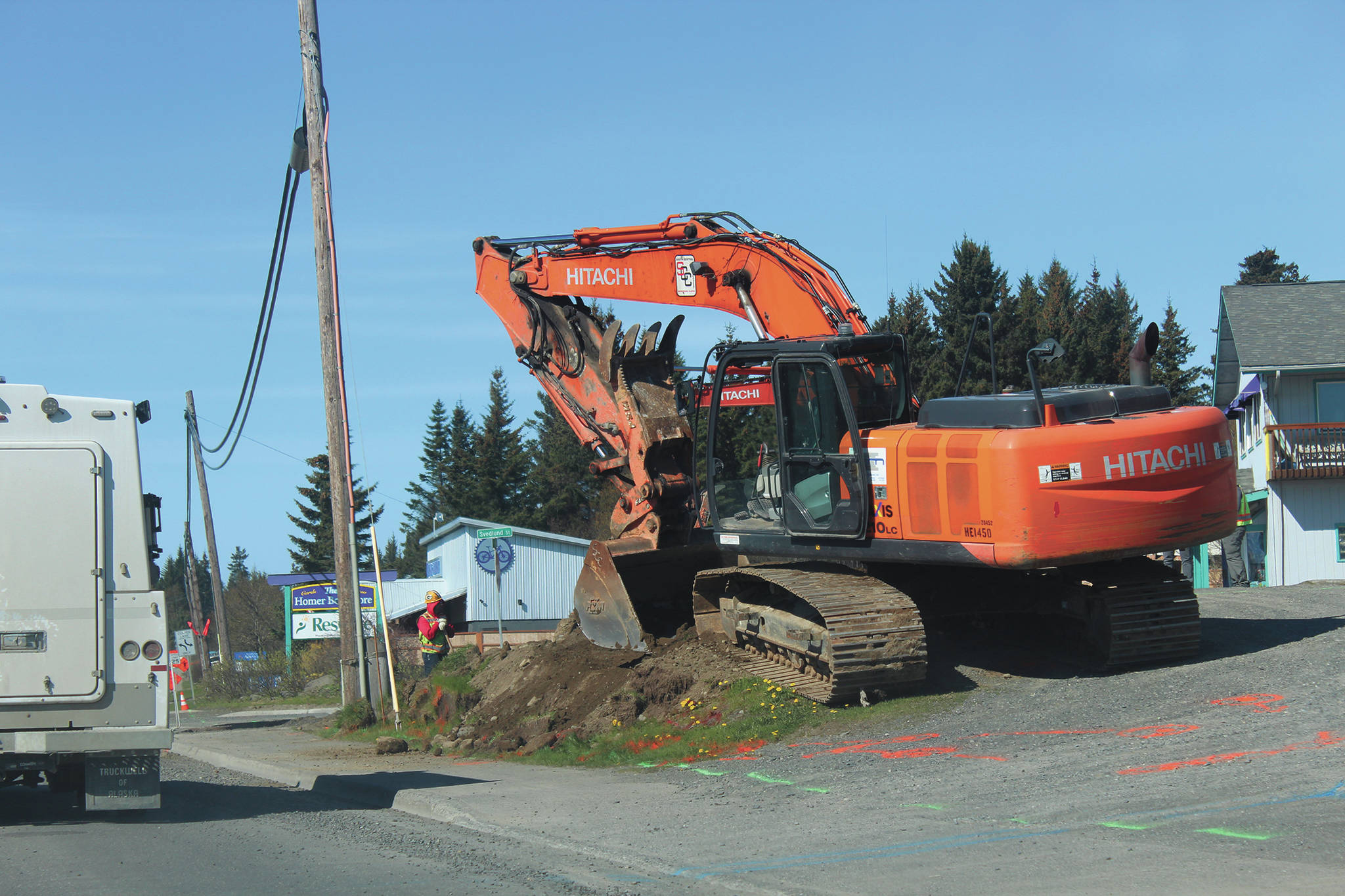 Construction work continues on Pioneer Avenue