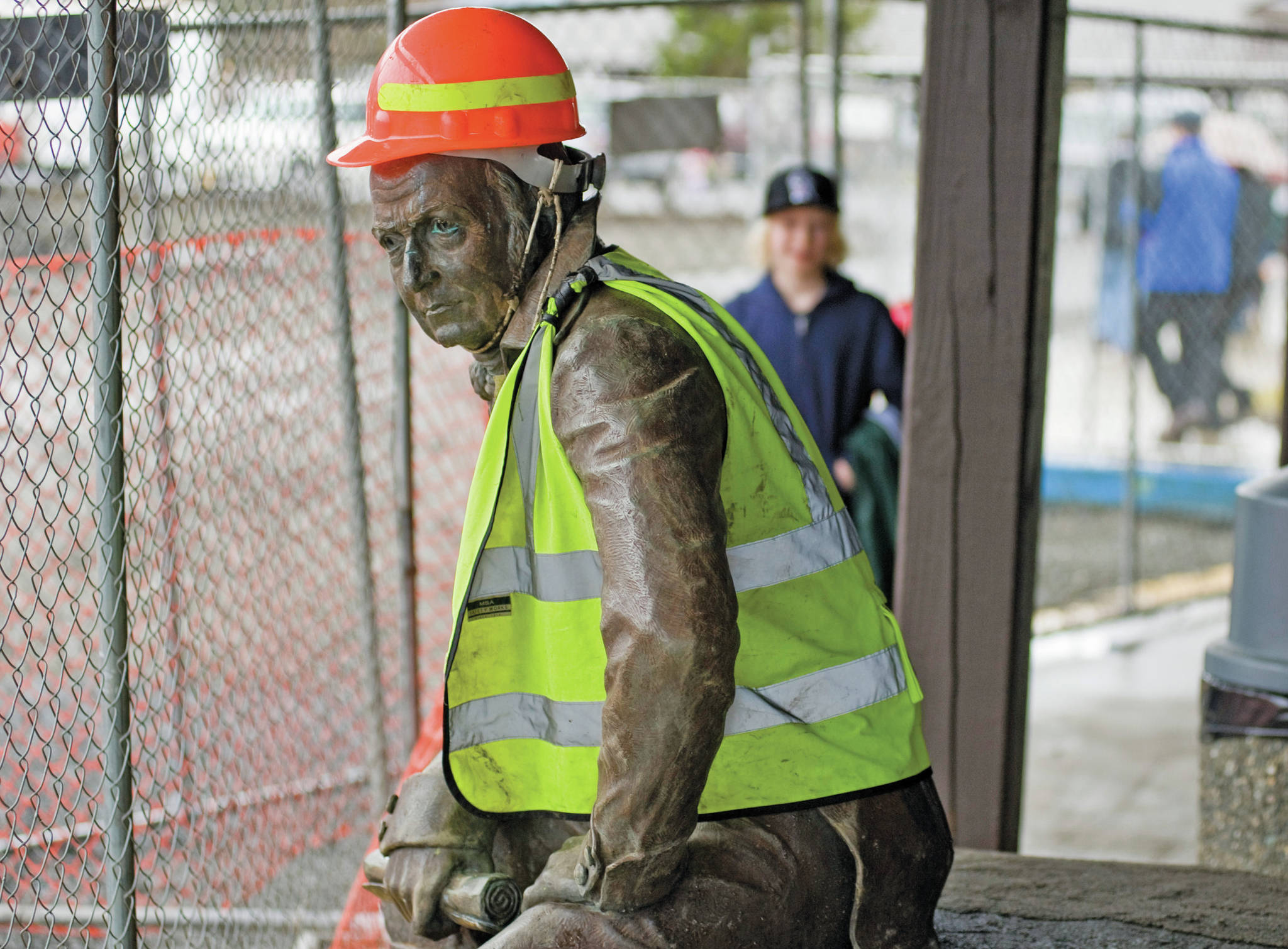 AP FILE PHOTO BY James Poulson/Daily Sitka Sentinel                                 The bronze statue of 19th century Russian America Governor Alexander Baranov sports a hard hat and a reflective vest, after being moved from its original site in front of Centennial Hall in Sitka in February 2013. Far away from Confederate memorials, Alaska residents have joined the movement to eliminate statues of colonialists accused of abusing and exploiting Indigenous people. The effort has already resulted in the statue of Baranov being taken out of public view in the city.