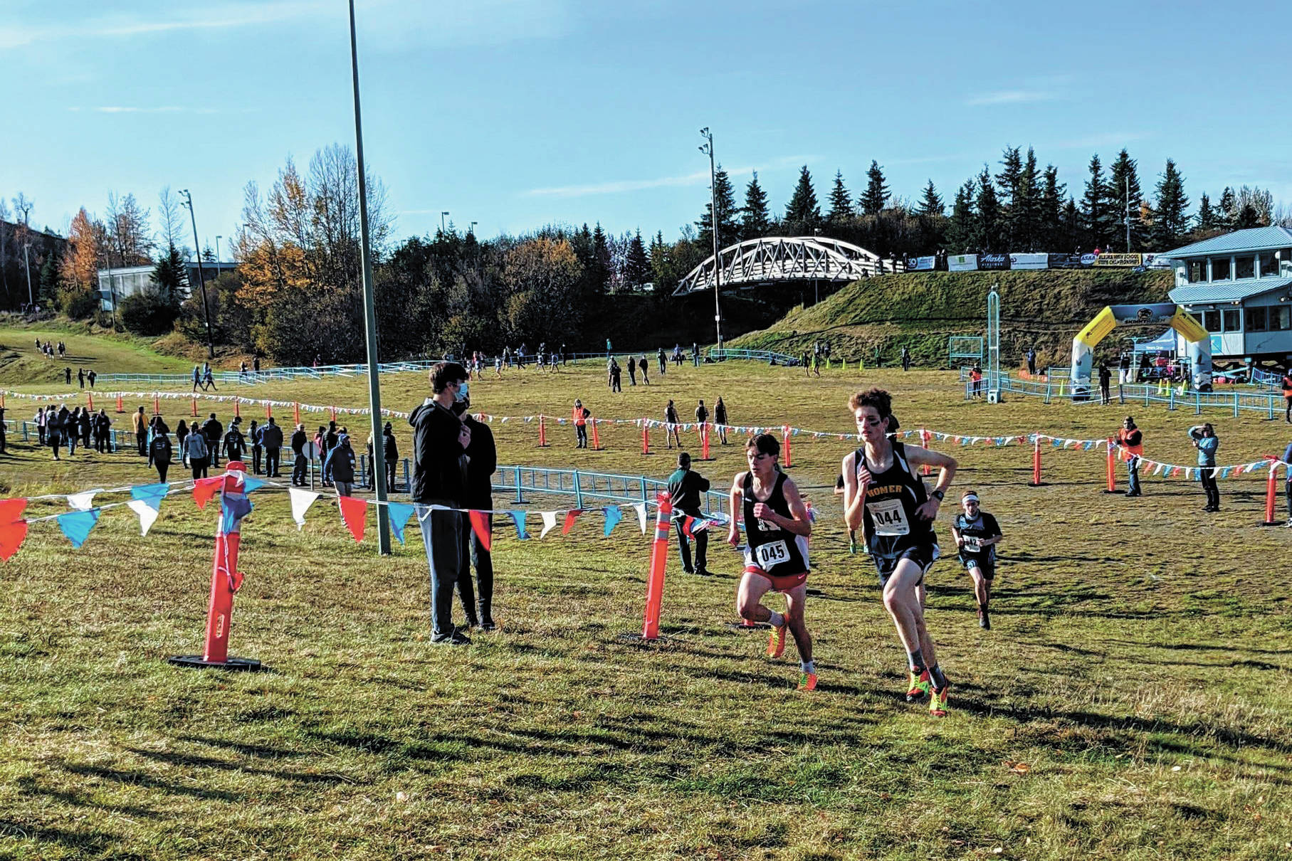 Seamus McDonough competes in the boys’ Division II state cross country meet Saturday, Oct. 10, 2020 in Anchorage, Alaska. (Photo by Catriona Reynolds)