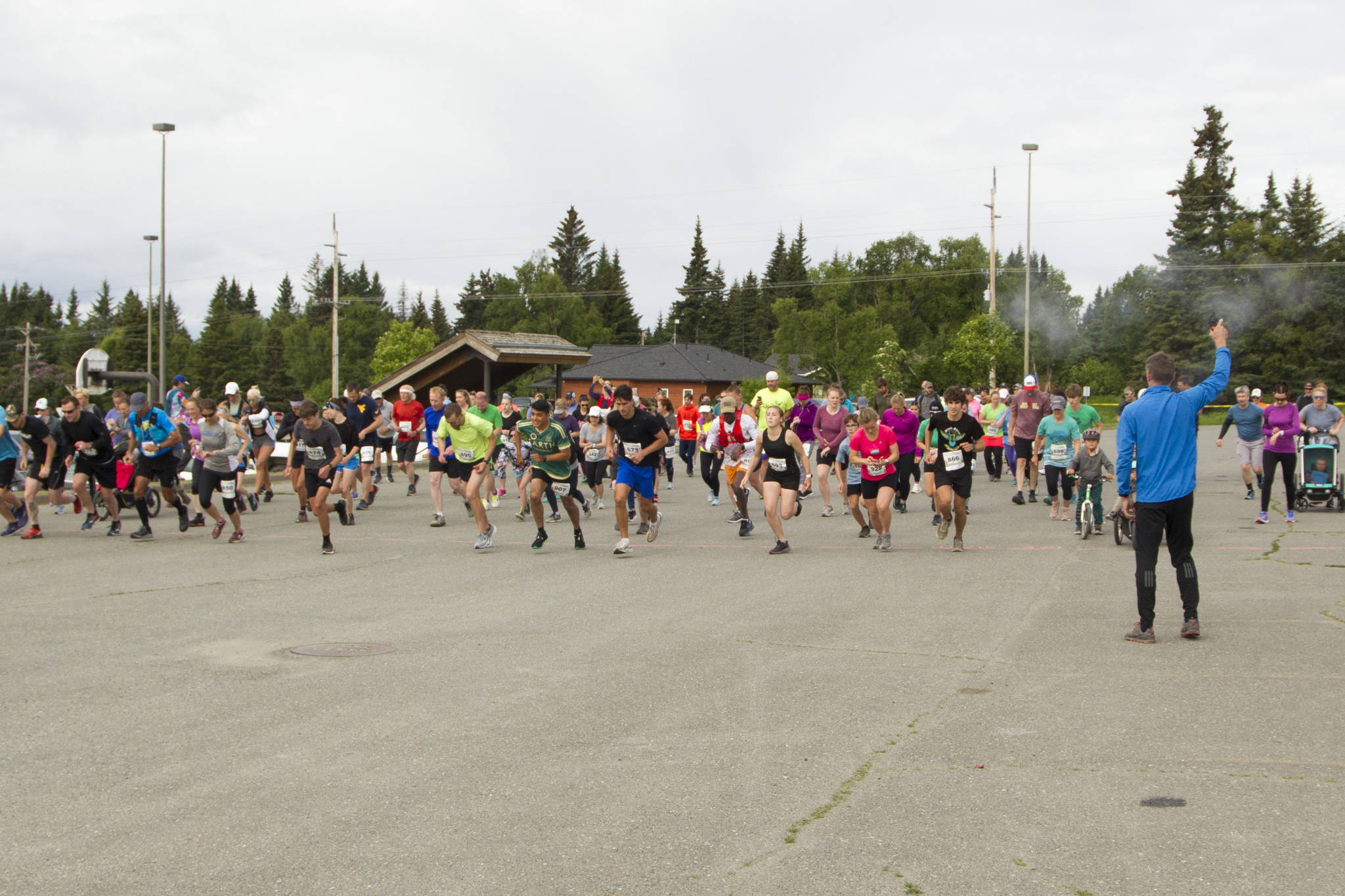 More than 140 runners participated in the 10K to the Bay run on Saturday, June 26. The race began at Homer High School and finished at Land’s End on the Spit. (Photo by Sarah Knapp/Homer News)