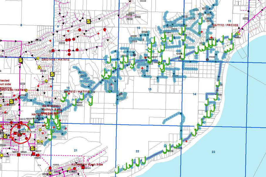 The Homer Electric Association, Inc. is conducting routine maintenance along East End Road and Kachemak Drive to replace cut-out fuses. The affected areas are highlighted in blue.