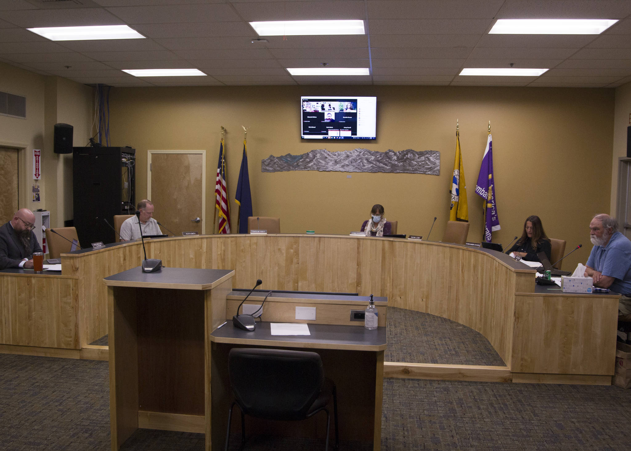 Homer City Council met in the City Hall Cowles Council Chambers on Monday to discuss numerous ordinances and resolutions. (Photo by Sarah Knapp/Homer News)