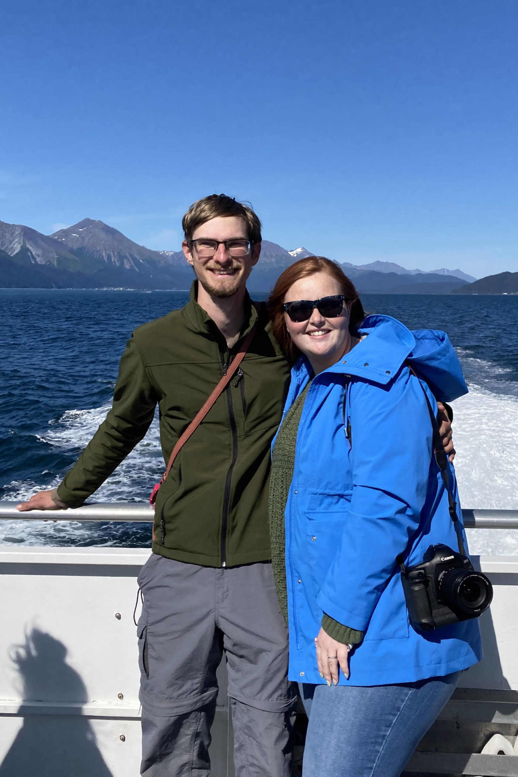 Sarah and Michael enjoy a wildlife cruise through Resurrection Bay on Aug. 21.