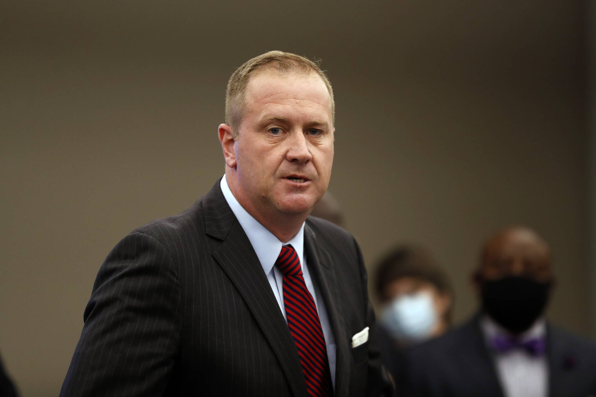 AP Photo/Jeff Roberson, File
Missouri Attorney General Eric Schmitt speaks during a news conference in St. Louis on Aug. 6, 2020. A federal judge has blocked President Joe Biden’s administration from enforcing a coronavirus vaccine mandate on health care workers in 10 states. The preliminary injunction issued Monday, Nov. 29, applies to a coalition of suing states. They are Alaska, Arkansas, Iowa, Kansas, Missouri, Nebraska, New Hampshire, North Dakota, South Dakota and Wyoming.