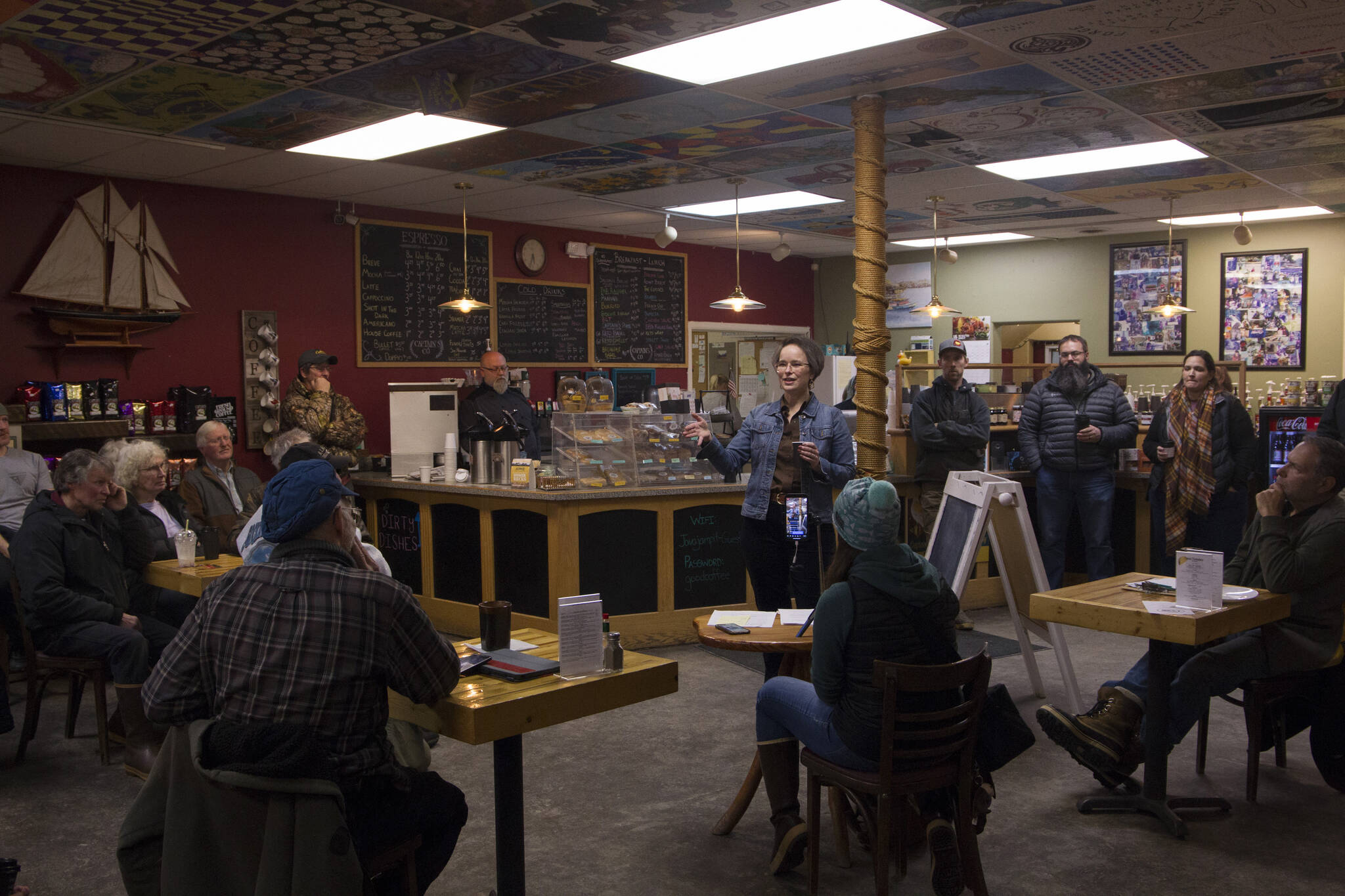 Rep. Sarah Vance hosts a town hall meeting at Captain’s Coffee to discuss her priorities for the upcoming legislative session. (Photo by Sarah Knapp/Homer News)