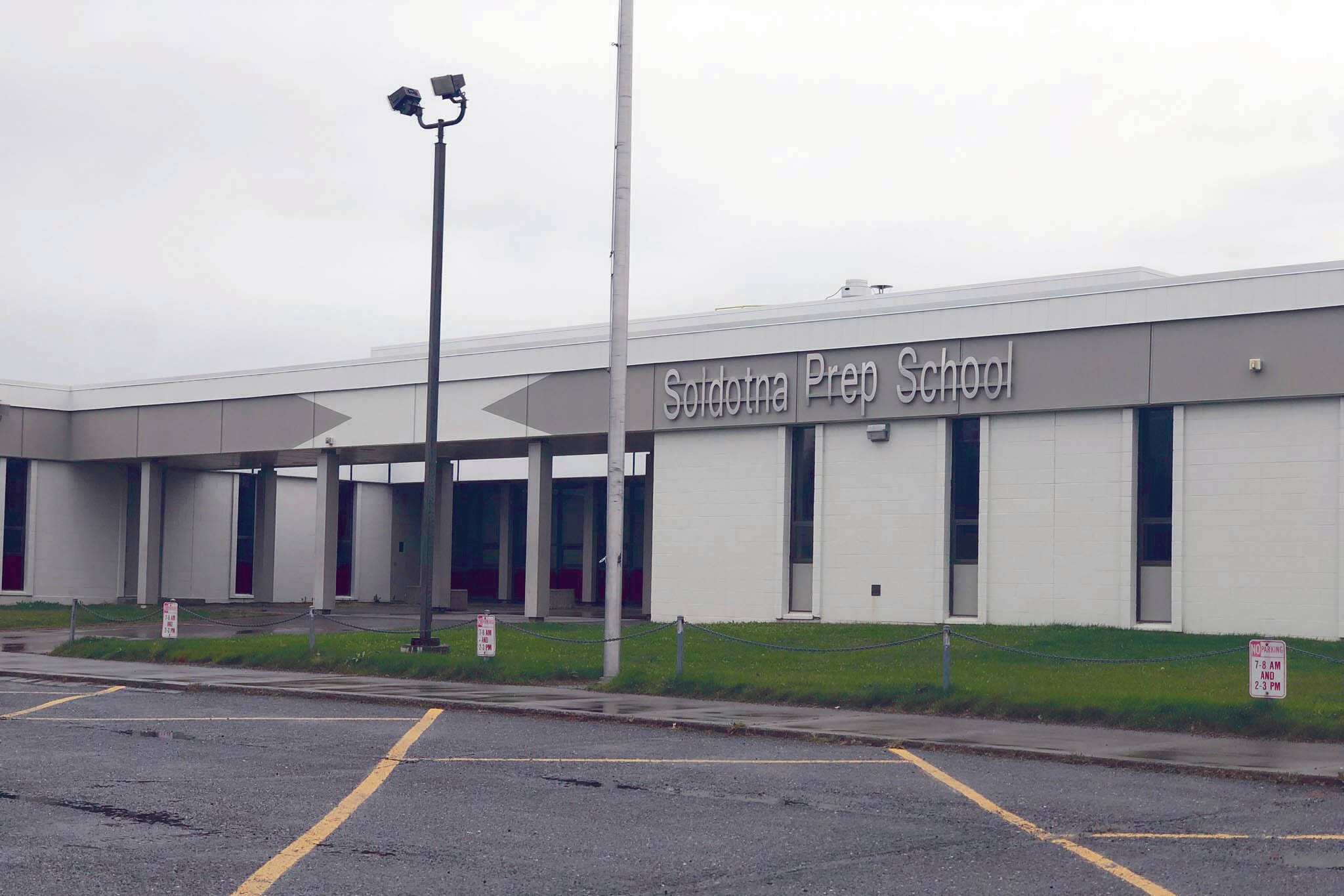 Soldotna Prep School is pictured on Tuesday, Oct. 8, 2019 in Soldotna, Alaska. Relocating the Kenai Peninsula Borough School District administration to the location is one of the projects for which the borough is seeking state funds. (Photo by Victoria Petersen/Peninsula Clarion)
Soldotna Prep School is pictured on Tuesday, Oct. 8, 2019 in Soldotna, Alaska. Relocating the Kenai Peninsula Borough School District administration to the location is one of the projects for which the borough is seeking state funds. (Photo by Victoria Petersen/Peninsula Clarion)