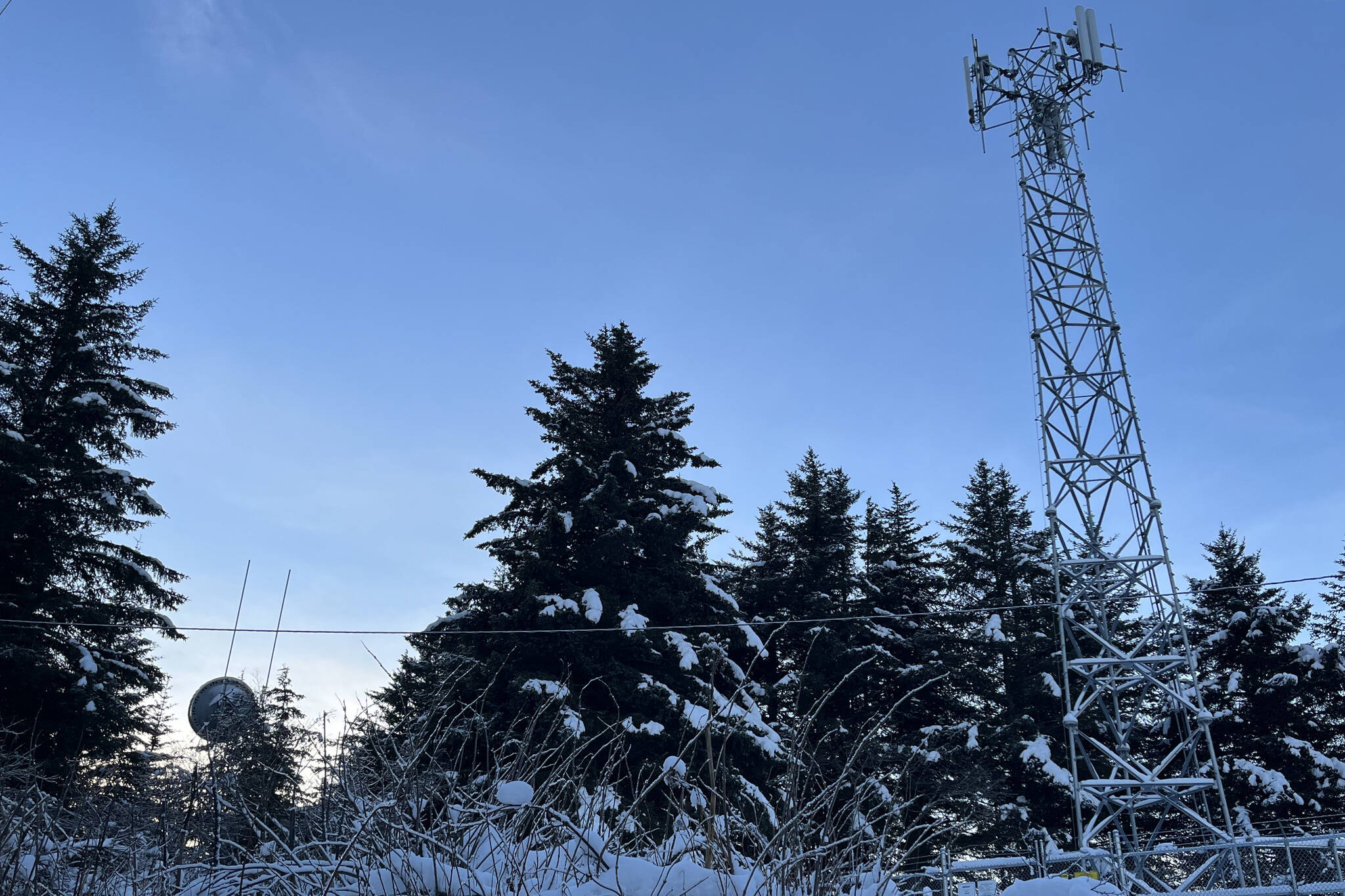 Photo provided by Seldovia Village Tribe
A newly constructed Verizon cell tower (foreground) is photographed in Seldovia.