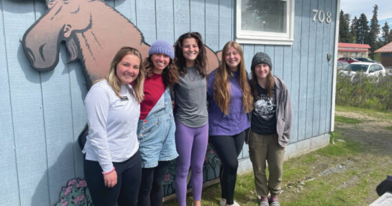 Emilie Springer/ Homer News
Center for Alaskan Coastal Studies day camp staff members Emma Latsch, Marissa Swartley, Ava Daley, Cece Donegan and Jasmine Lurus on Monday.