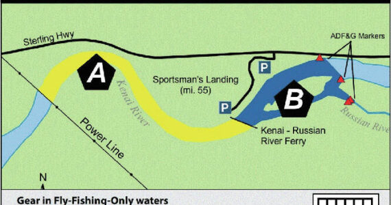 The Russian River Sanctuary Area is seen in the area labeled B in this map provided by the Alaska Department of Fish and Game.