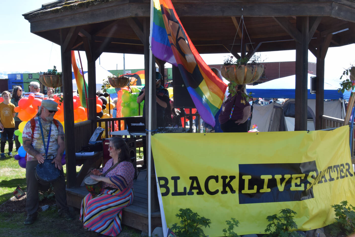 Homer community members celebrate Juneteenth and Pride at WKFL Park on Saturday, June 17, 2023 in Homer, Alaska. (Delcenia Cosman/Homer News)