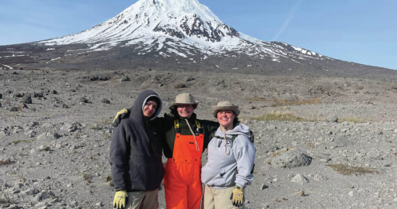 Photo provided by Elizabeth Horan
Americorps members Kay Gardner, Kaela Lesniewski and Miranda Glenn on Augustine Island, June 2.