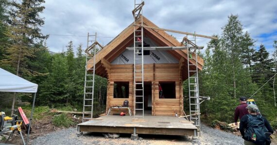 Trail River cabin is already under construction. (Photo courtesy Harvey Hergett/United States Forest Service)