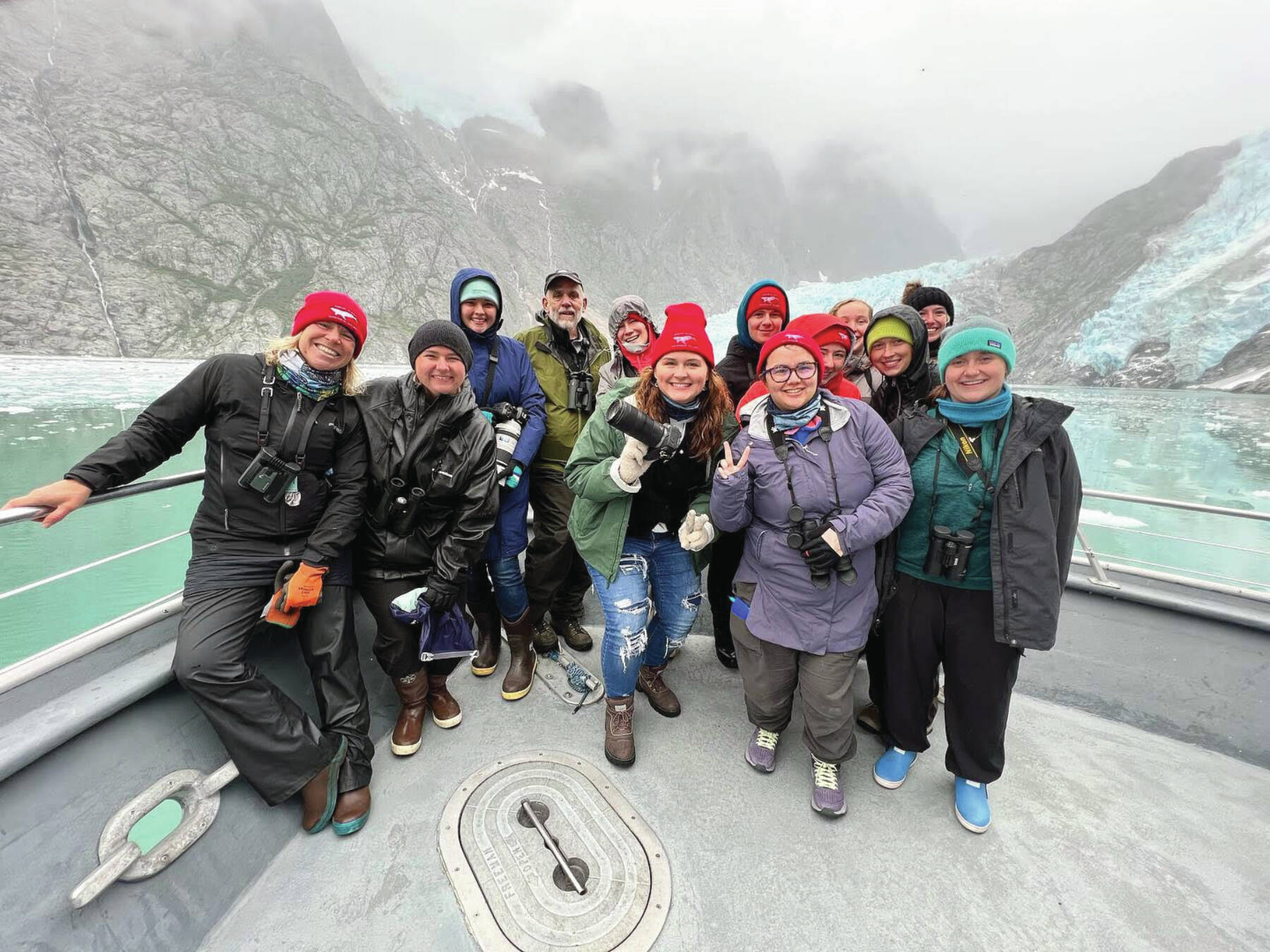 Photo provided by Kachemak Bay Campus
Dr. Debbie Tobin and Marc Webber and the Semester by the Bay students conducting field work this fall in Kenai Fjords National Park heading for Northwestern Glacier.