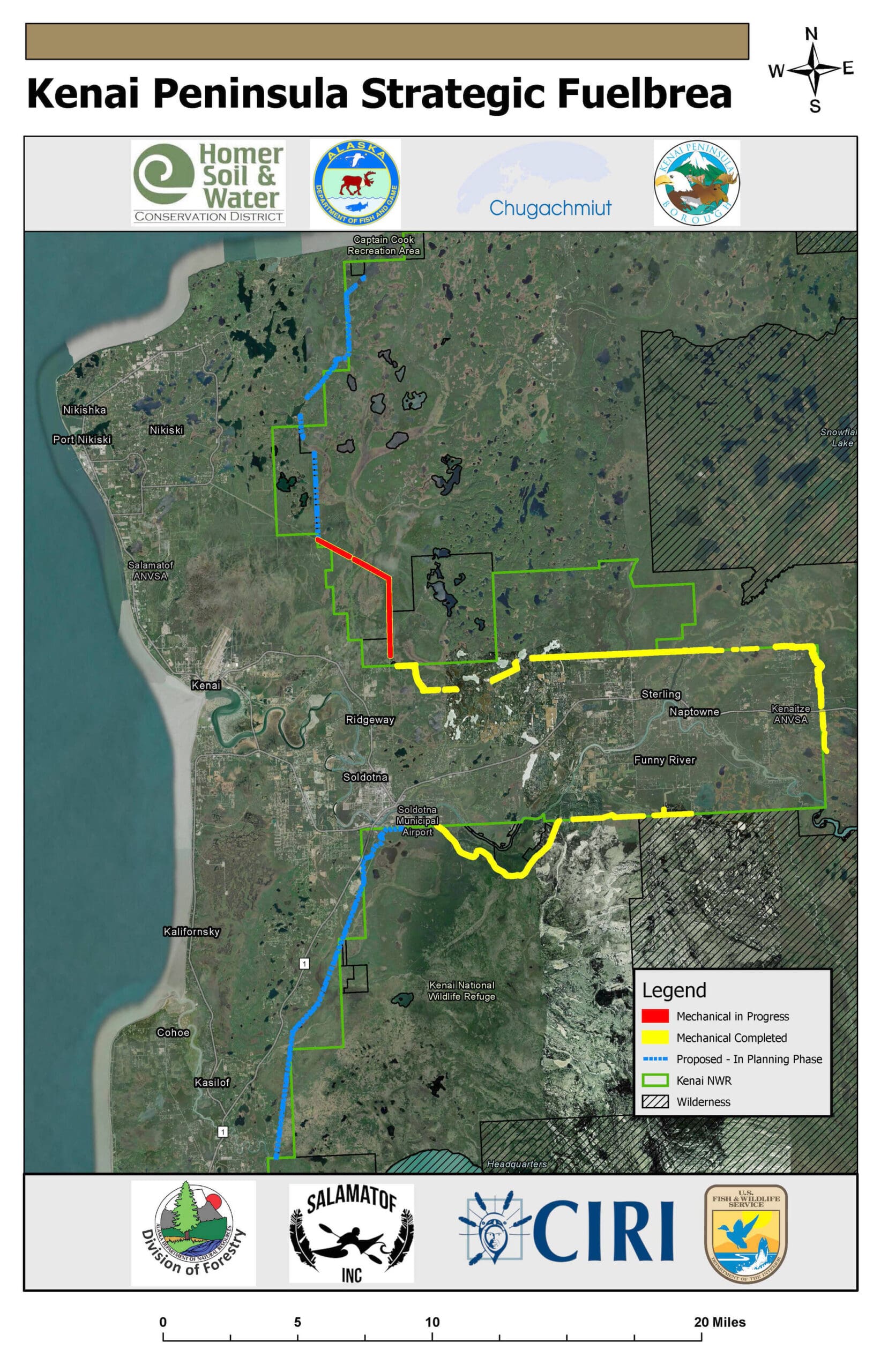 Map of Kenai National Wildlife Refuge fuel breaks. (Photo by USFWS)