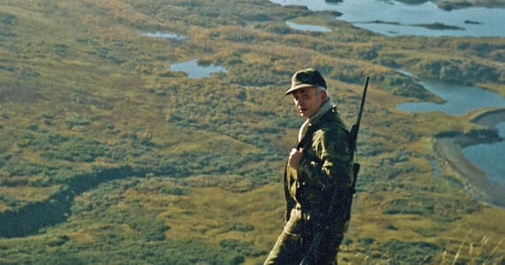 Calvin Fair, in his element, on Buck Mountain, above Chief Cove on Kodiak Island, in October 1986. His hunting partner and longtime friend Will Troyer captured this image while they were on one of the duo’s annual deer-hunting trips.