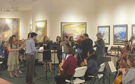The Anchorage Bowl Chamber Orchestra performs at the Norman Lowell Art Gallery on Saturday, June 1, 2024 in Anchor Point, Alaska. (Emilie Springer/Homer News)