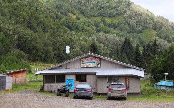 One of the two buildings used to teach elementary school children in Kachemak Selo sits on the outer edge of the village Thursday, Aug. 30, 2018 in the village at the head of Kachemack Bay. (Photo by Megan Pacer/Homer News)