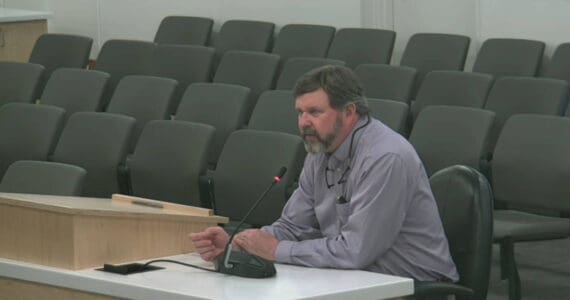 Kenai Peninsula Borough Purchasing and Contracting Director John Hedges answers questions from KPB Assembly members on a proposed bond issuance for improvements to the South Peninsula Hospital during the Finance Committee hearing on Tuesday, June 4, 2024 in Soldotna, Alaska. Screenshot.