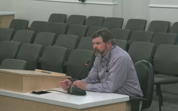 Kenai Peninsula Borough Purchasing and Contracting Director John Hedges answers questions from KPB Assembly members on a proposed bond issuance for improvements to the South Peninsula Hospital during the Finance Committee hearing on Tuesday, June 4, 2024 in Soldotna, Alaska. Screenshot.