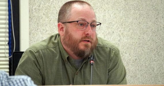 Vice President Tyson Cox speaks during a meeting of the Kenai Peninsula Borough Assembly in Soldotna, Alaska, on Tuesday, June 4, 2024. (Jake Dye/Peninsula Clarion)