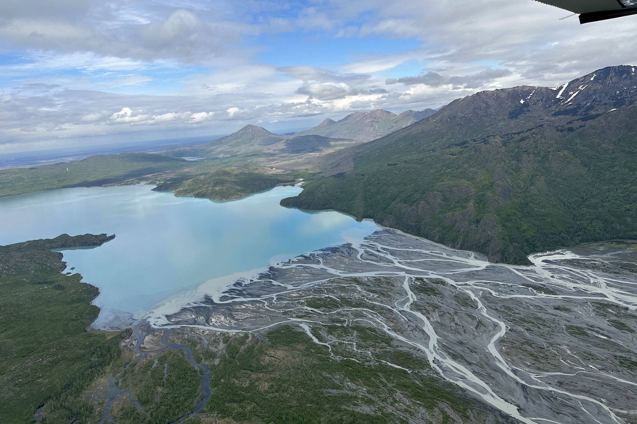 Braided flood plain into Skilak Lake. (Photo by Jackie Morton/USFWS)