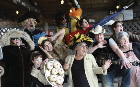 The cast of Spit Tunes is photographed at Alice’s Champagne Palace in Homer, Alaska. Photo by Lee Johnson
