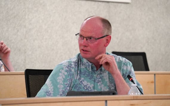 Assembly member Brent Hibbert speaks during a meeting of the Kenai Peninsula Borough Assembly in Soldotna, Alaska, on Tuesday, June 18, 2024. (Jake Dye/Peninsula Clarion)