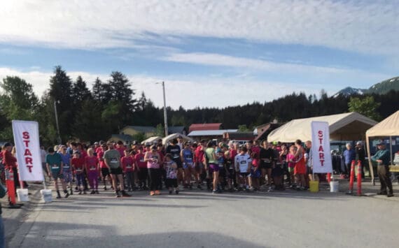 Runners line up at the start of the Seldovia Fourth of July Salmon race.  Photo provided by Tania Spurkland.