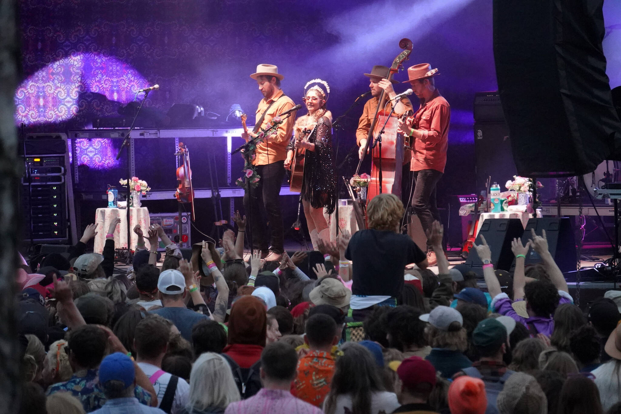 Sierra Ferrell performs on the River Stage at Salmonfest in Ninilchik, Alaska, on Friday, Aug. 4, 2023. (Jake Dye/Peninsula Clarion)