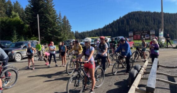 The Jakolof Bay 10 Miler, held on Saturday, July 27, 2024 in Seldovia, Alaska, had more than 40 participants running or biking over ten miles of hilly, gravel roads. Photo provided by Tania Spurkland