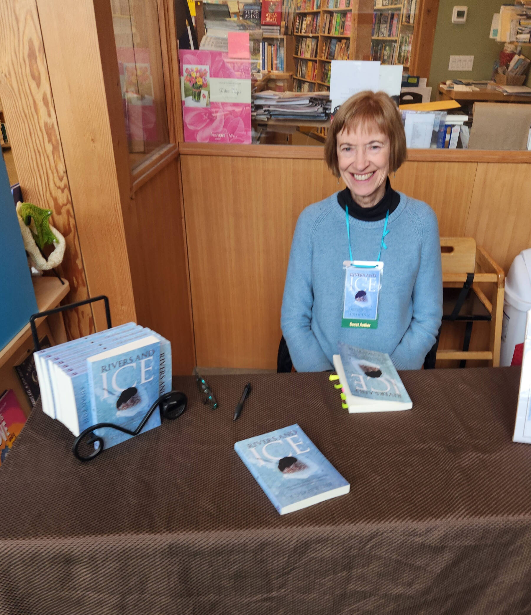 Homer author Susan Pope attends a book signing for “Rivers and Ice” in May 2024 at River City Books in Soldotna, Alaska. Photo provided by Susan Pope