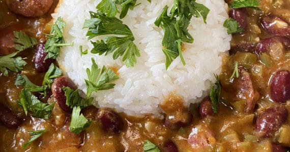 This red beans and rice recipe depends upon building layers of flavor over time. (Photo by Tressa Dale/Peninsula Clarion)