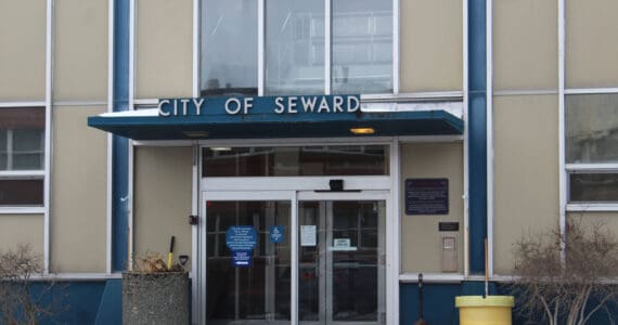 Signs direct visitors at Seward City Hall on Sunday, Nov. 28, 2021, in Seward, Alaska. (Ashlyn O’Hara/Peninsula Clarion)