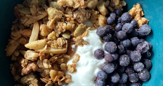 This apple cinnamon quinoa granola is only mildly sweet, perfect as a topping for honeyed yogurt or for eating plain with milk. (Photo by Tressa Dale/Peninsula Clarion)