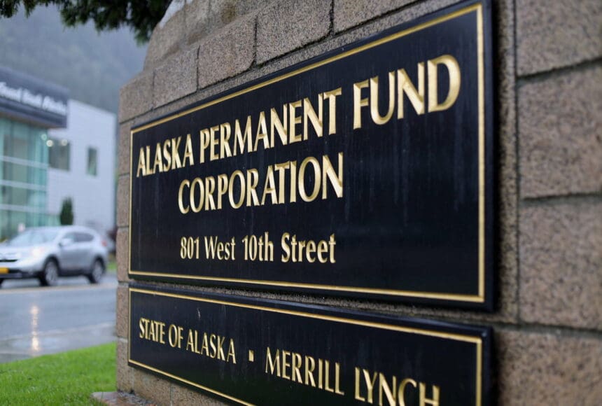 <p>Cars drive past the building where the Alaska Permanent Fund Corp. is headquartered on Sept. 21, 2023. (Clarise Larson/Juneau Empire file photo)</p>